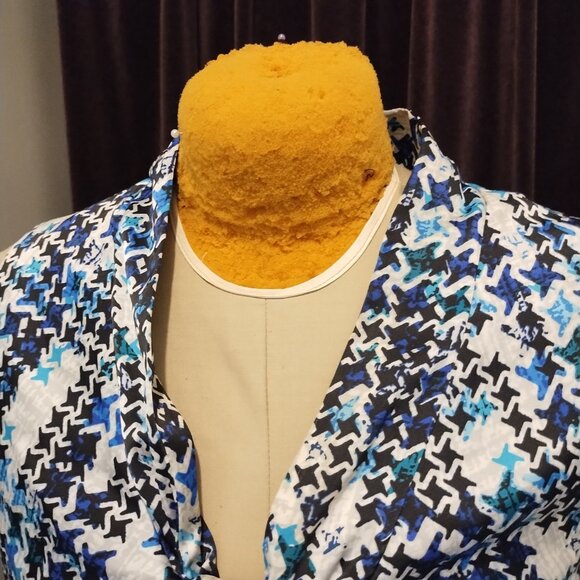 Blue & White Crosshatched Karl Lagerfeld Dress - Size 14 - Picture 3 of 5